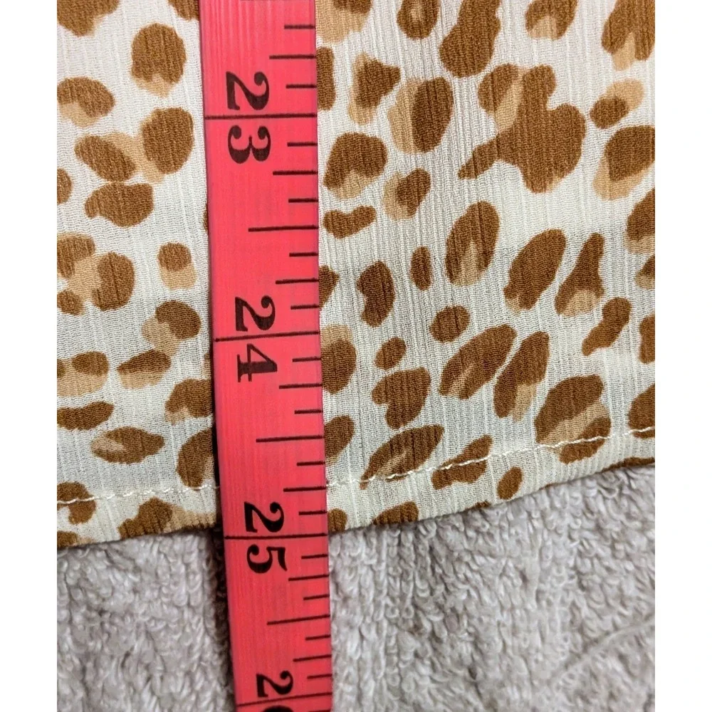 J. Crew Leopard Print Ruffle Tie Neck Short Sleeve Blouse Women's Size S NWT $80